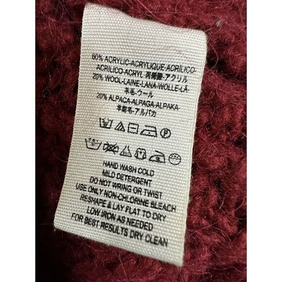 Free People Knit Long Draped Cardigan Sweater Red Wool Alpaca Large - Picture 11 of 12